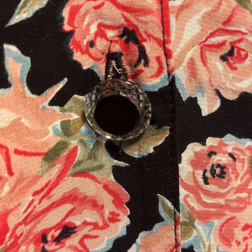 Carole Little Crop Blouse Black Floral Roses Embellished  Long Sleeves  … - Picture 7 of 12